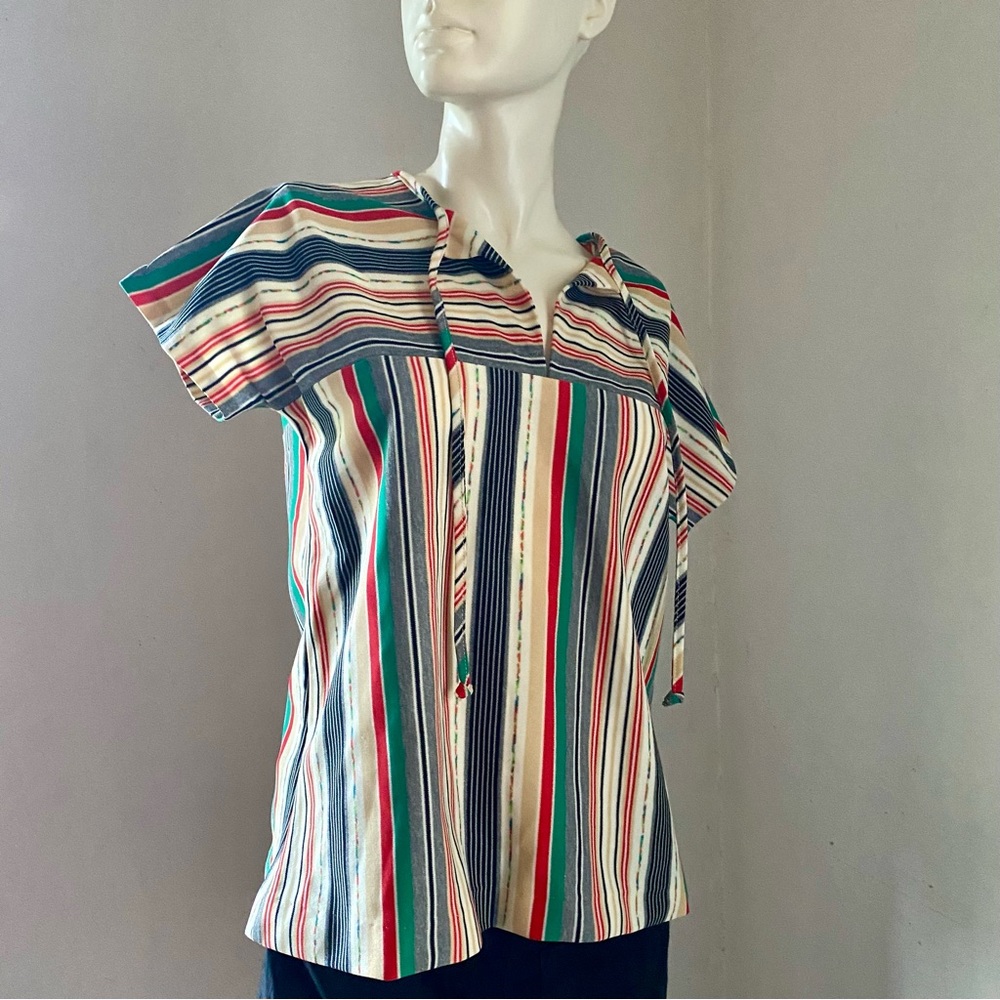 Vintage Striped Top Short Sleeves XS/S